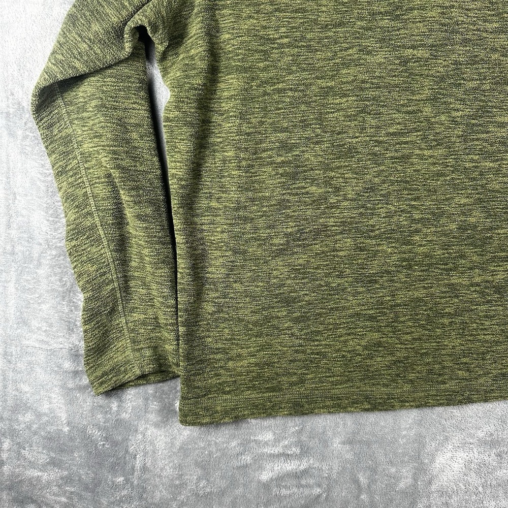Eddie Bauer Quarter Zip Pullover Men's Large Green Heathered Fleece Jacket - Picture 15 of 16